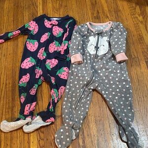 Carter's Kids One Pieces Footies - Navy with Pink and Gray with White
